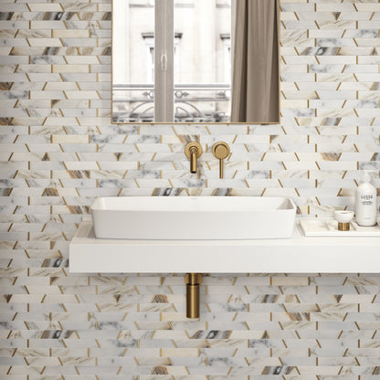 Riviera Calacatta Marble & Brass Mosaic Wall Tile