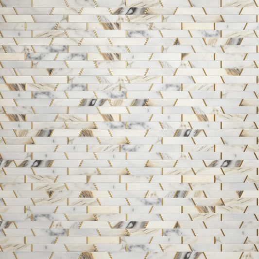 Riviera Calacatta Marble & Brass Mosaic Wall Tile