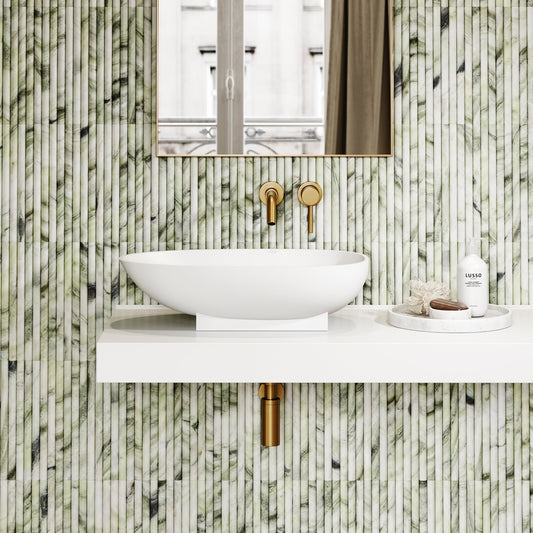 Romano Fluted Jade Green Marble Mosaic Wall Tile