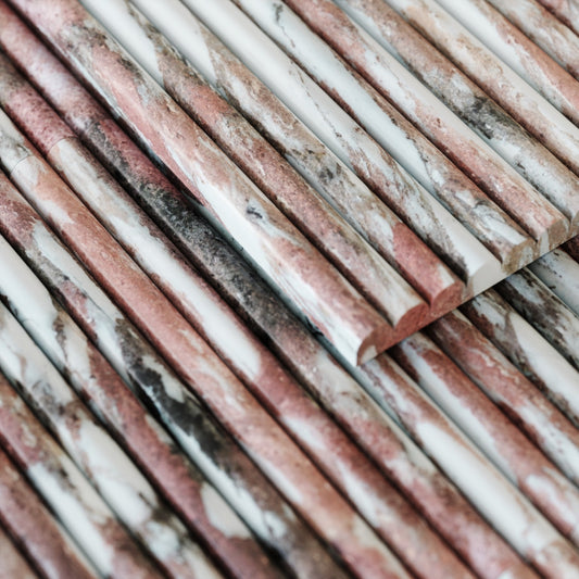 Romano Fluted Rosa Norwegian Marble Mosaic Wall Tile