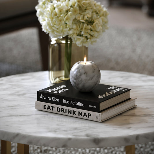 Seletti Arabescato Marble Round Candle Holder