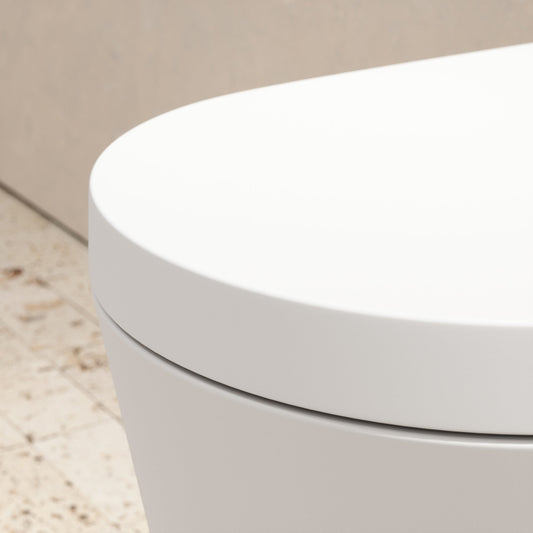 Senza Back To Wall Rimless Toilet with Concealed Cistern and Brushed Gold Flush Plate