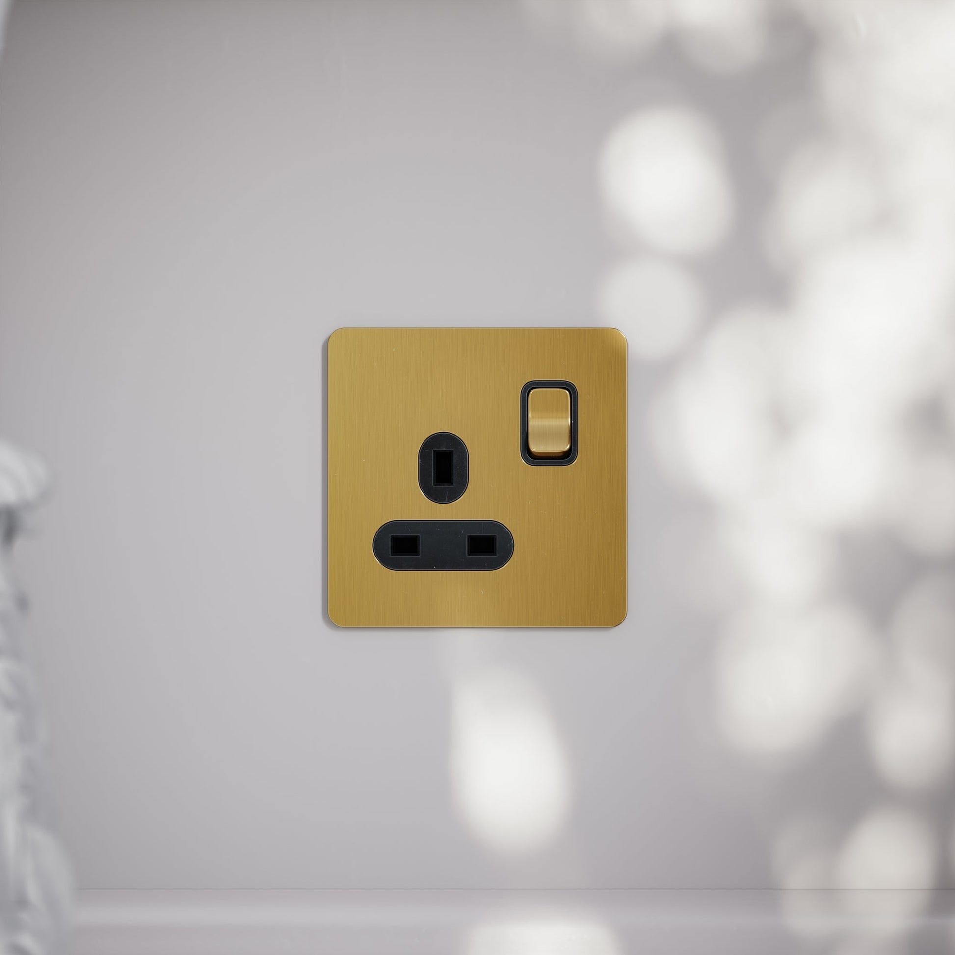 SlimTech Collection Brushed Gold 1 Gang 13A Socket