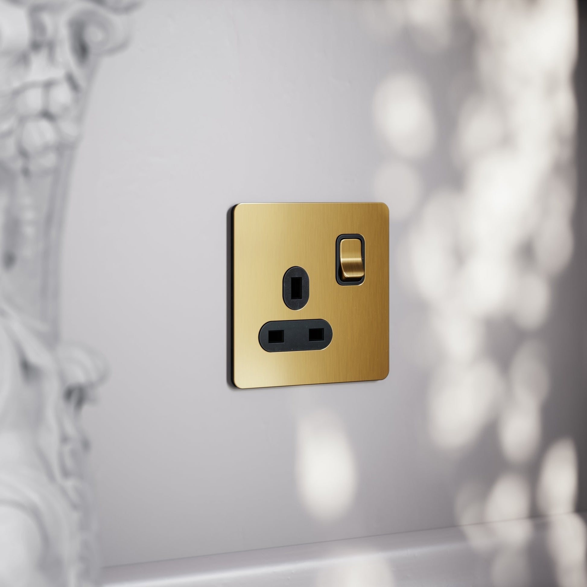 SlimTech Collection Brushed Gold 1 Gang 13A Socket
