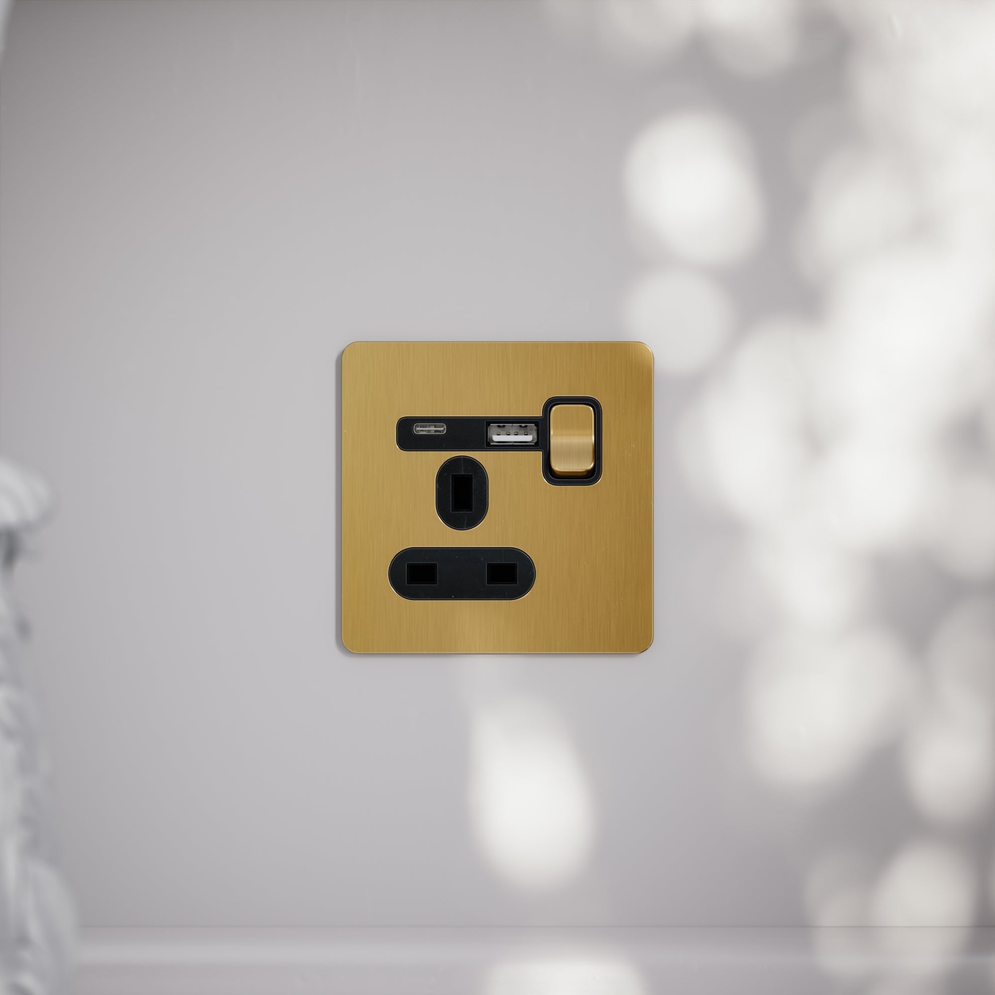 Usb Panel Gold SlimTech Collection Brushed Gold 2 Gang 13A USB & USB-C Socket - LUSSO