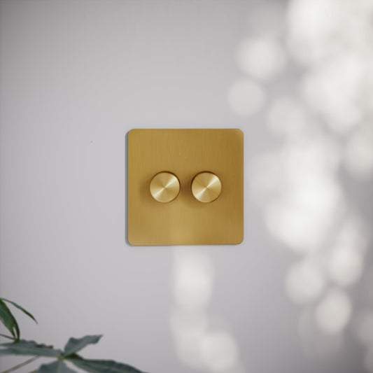 SlimTech Collection Brushed Gold 2 Gang 2 Way Dimmer Switch