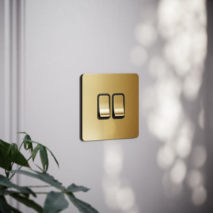SlimTech Collection Brushed Gold 2 Gang 2 Way Switch