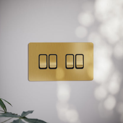 SlimTech Collection Brushed Gold 4 Gang 2 Way Switch