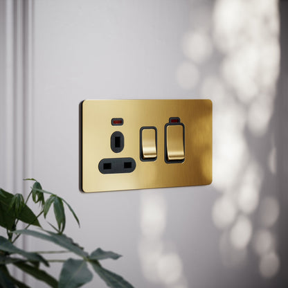 SlimTech Collection Brushed Gold Cooker Control Unit & 13A Socket