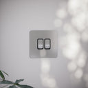 SlimTech Collection Brushed Stainless 2 Gang 2 Way Switch