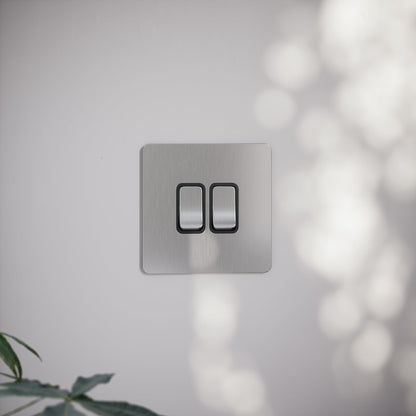 SlimTech Collection Brushed Stainless 2 Gang 2 Way Switch