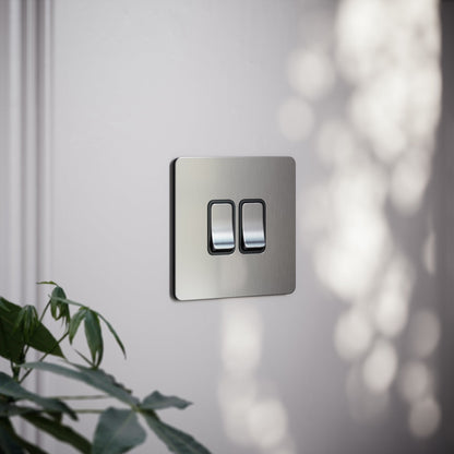 SlimTech Collection Brushed Stainless 2 Gang 2 Way Switch