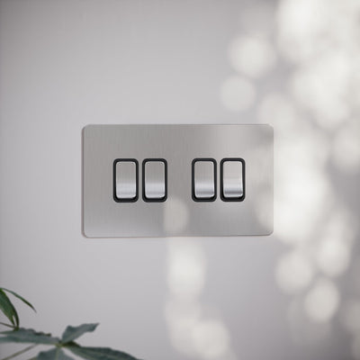 SlimTech Collection Brushed Stainless 4 Gang 2 Way Switch