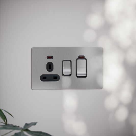 SlimTech Collection Brushed Stainless Cooker Control Unit & 13A Socket