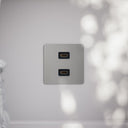 SlimTech Collection Brushed Stainless Double HDMI Socket