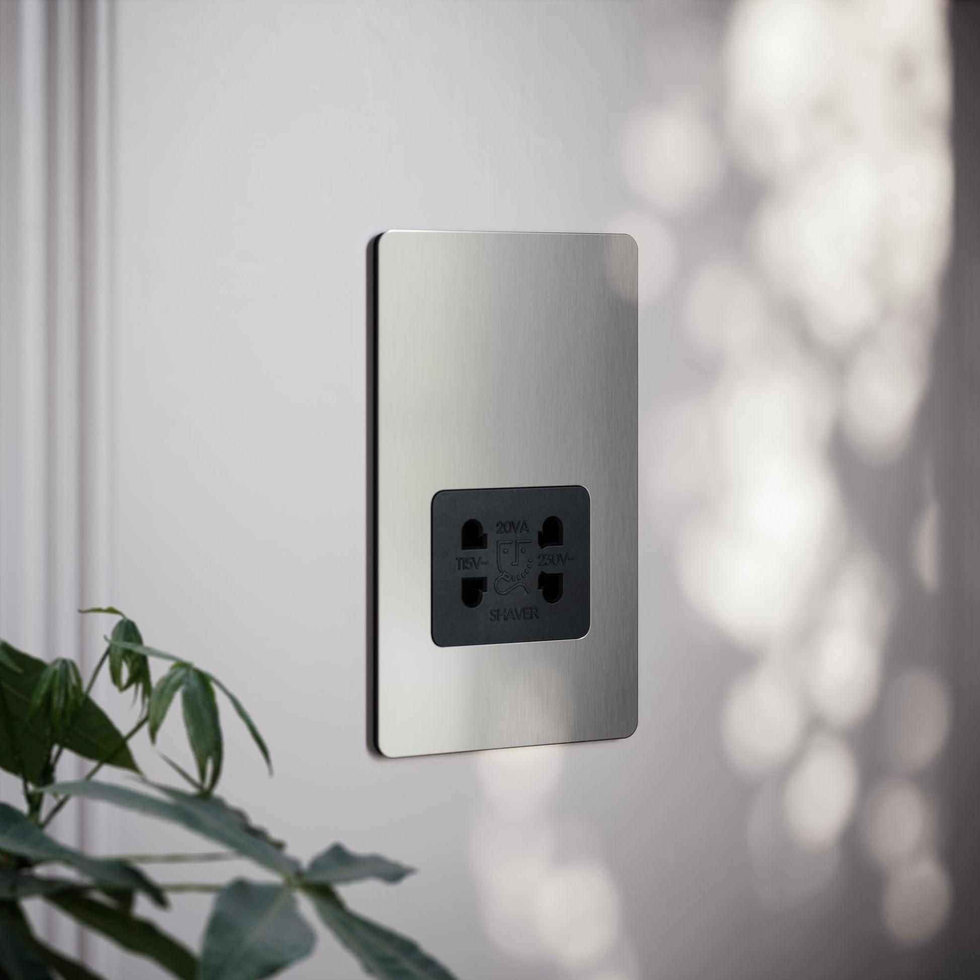 SlimTech Collection Brushed Stainless Shaver Socket