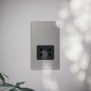 SlimTech Collection Brushed Stainless Shaver Socket