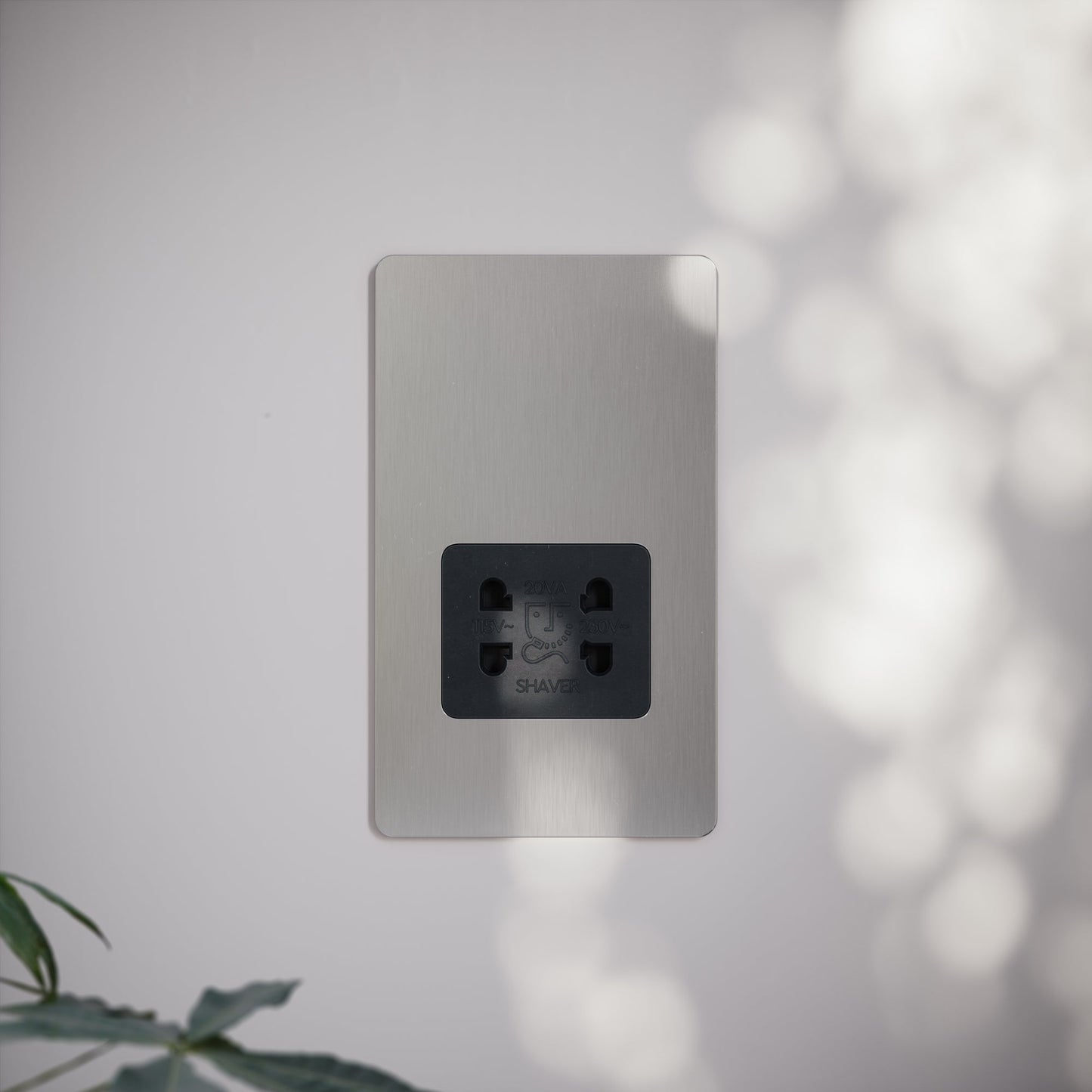SlimTech Collection Brushed Stainless Shaver Socket