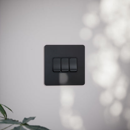 SlimTech Collection Matte Black 3 Gang 2 Way Switch