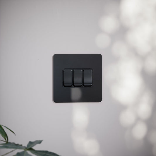 SlimTech Collection Matte Black 3 Gang 2 Way Switch