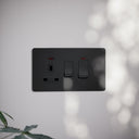 SlimTech Collection Matte Black Cooker Control Unit & 13A Socket