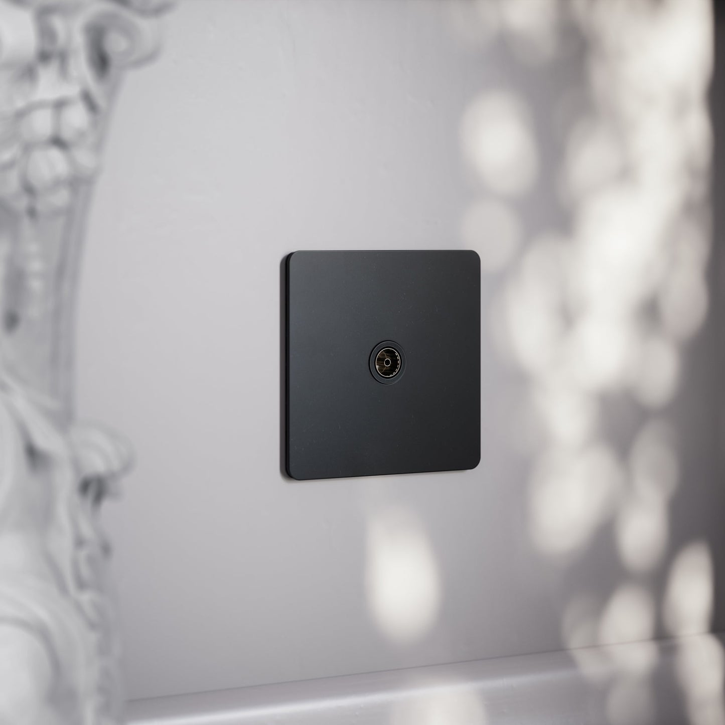 SlimTech Collection Matte Black TV Aerial Socket