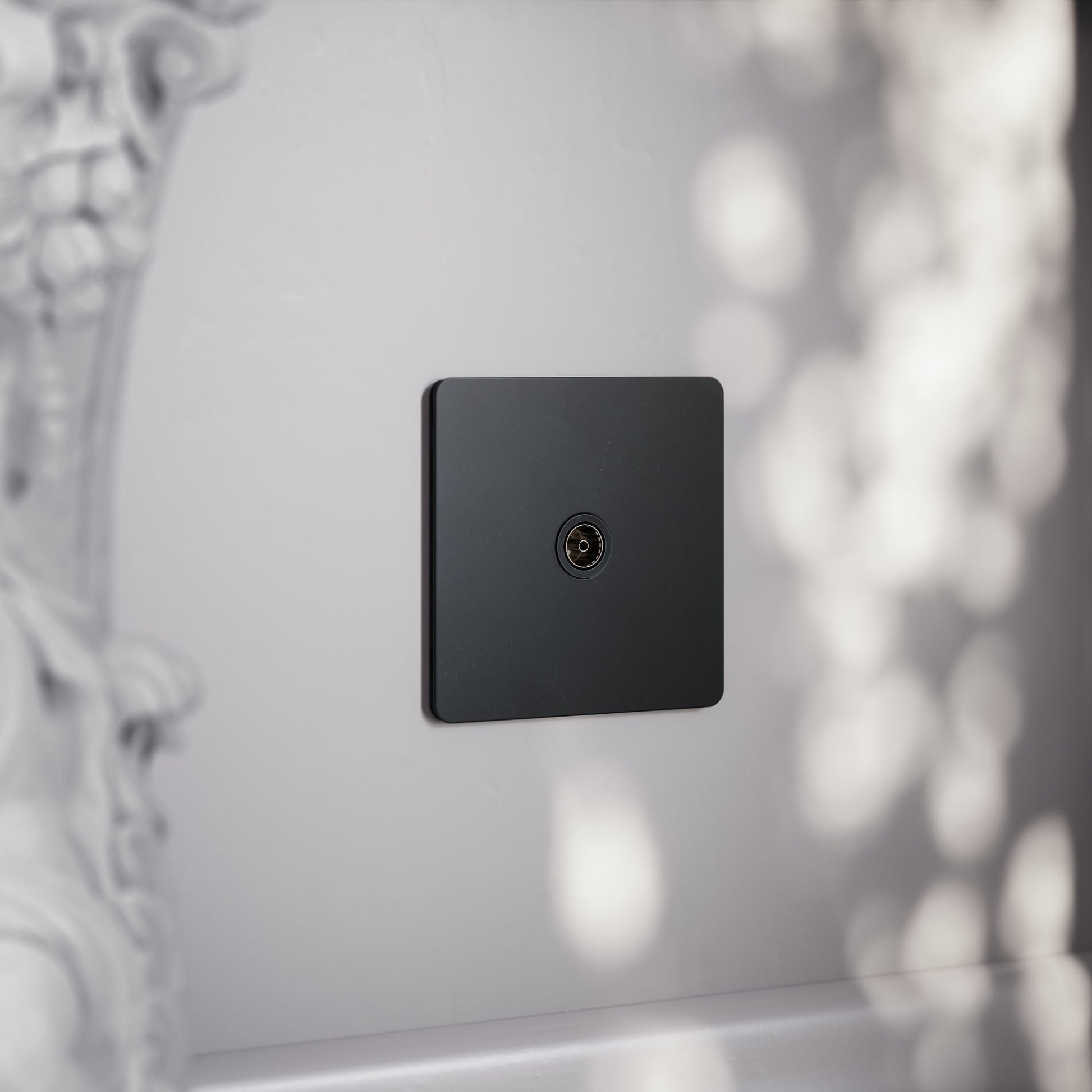 SlimTech Collection Matte Black TV Aerial Socket