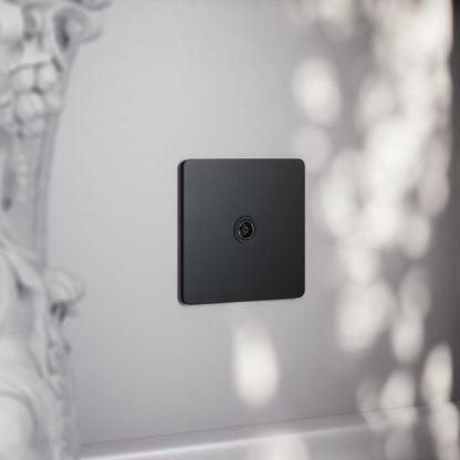 SlimTech Collection Matte Black TV Aerial Socket