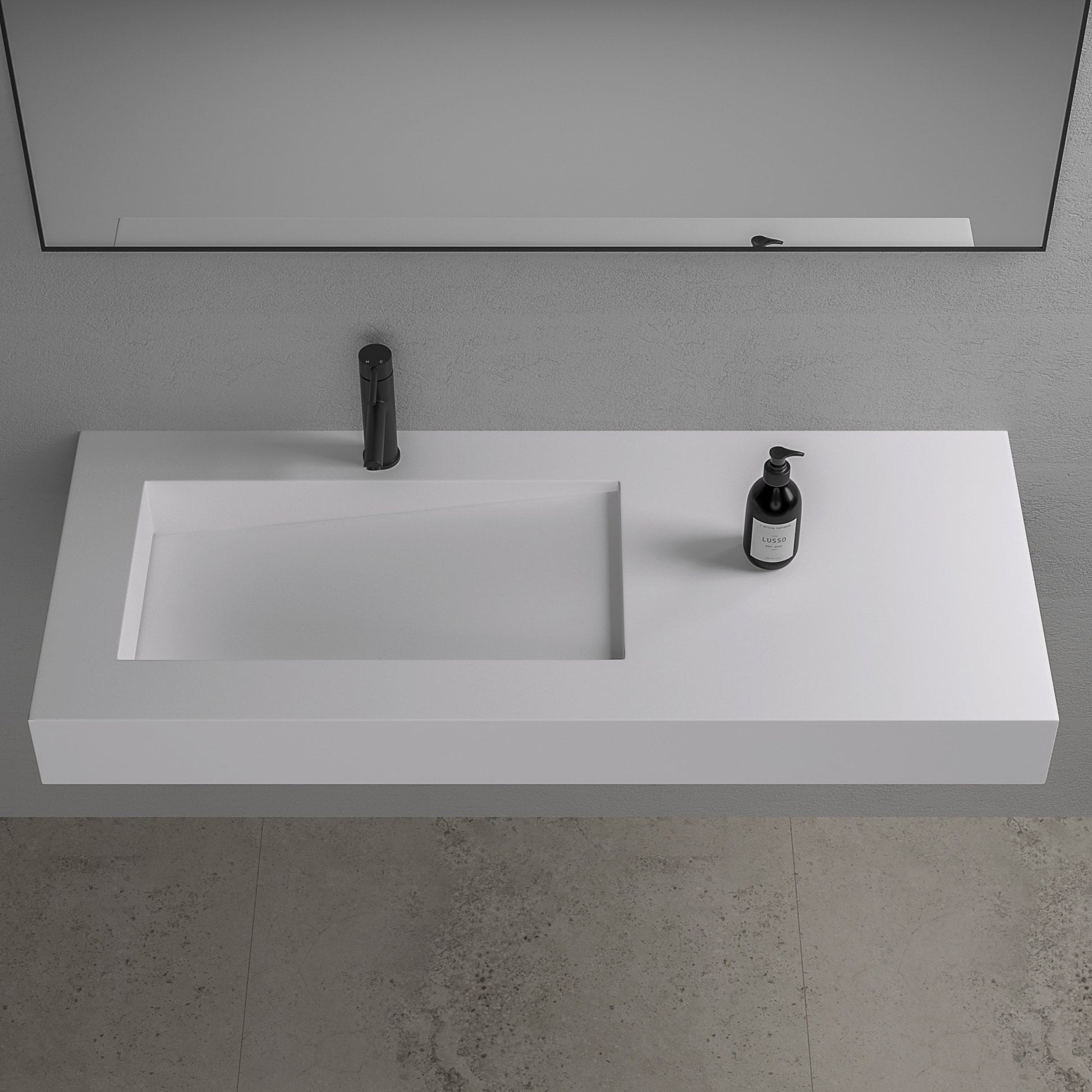 Slope Wall Hung Stone Basin 1200mm (Left)