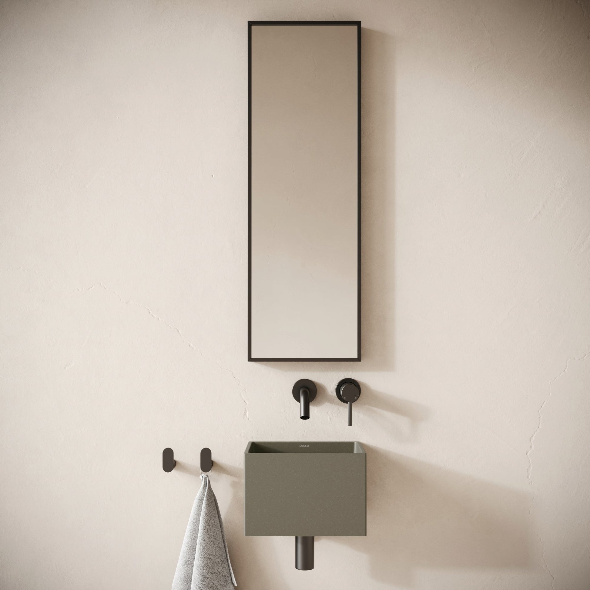 Sobrio Oyster Concrete Wall Hung Basin 300mm