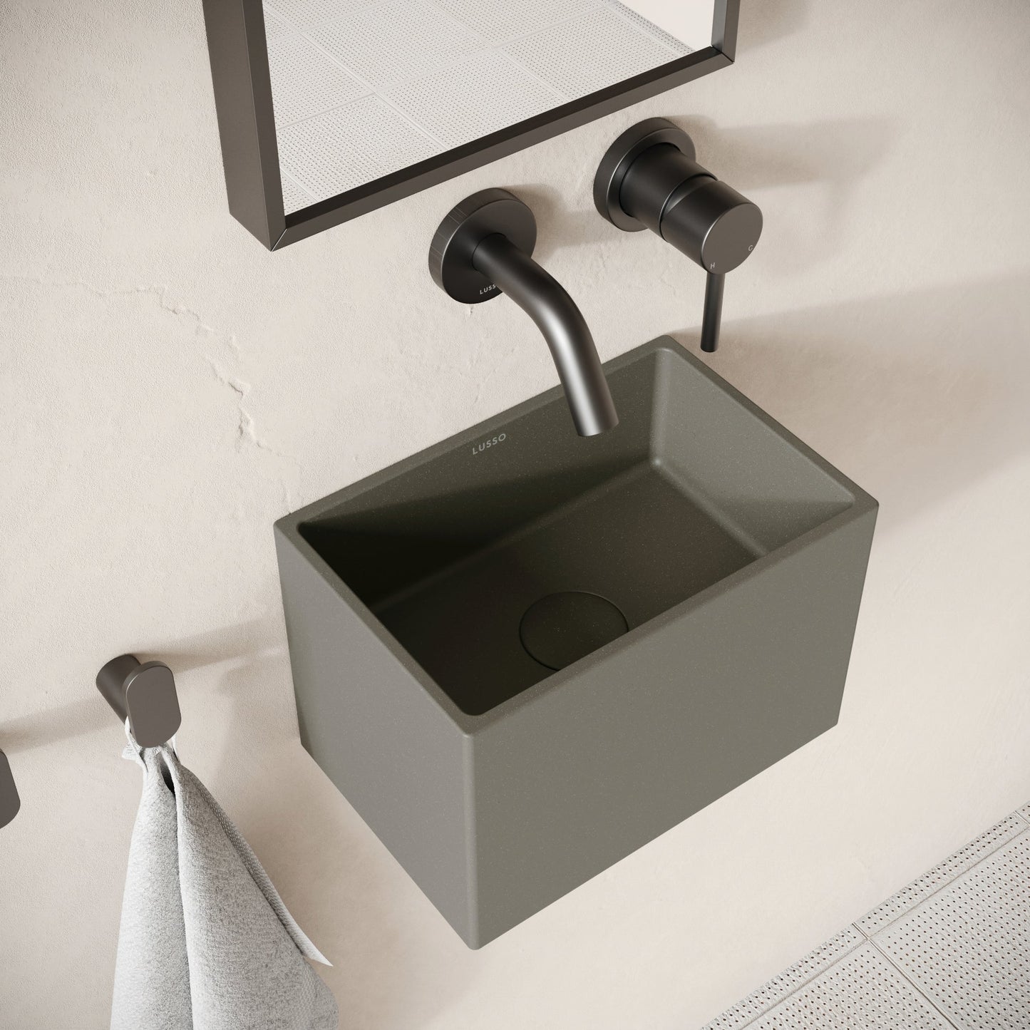 Sobrio Oyster Concrete Wall Hung Basin 300mm