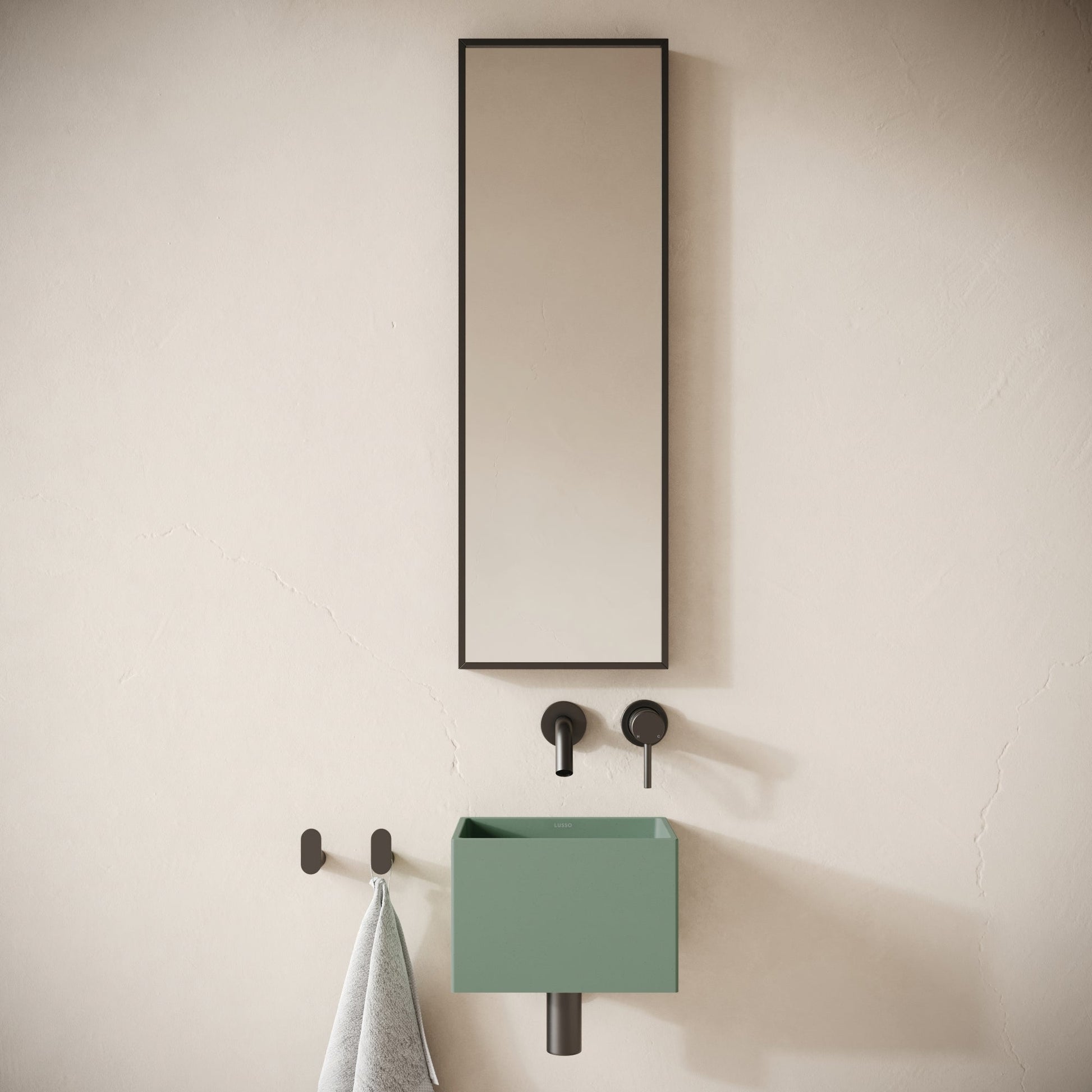 Sobrio Seafoam Concrete Wall Hung Basin 300mm