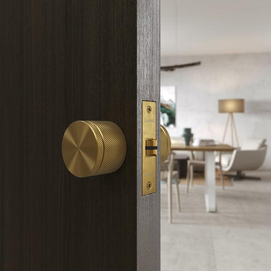 Spectre Knurled Privacy Brushed Gold Internal Door Handle