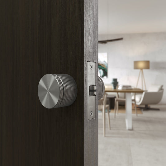 Spectre Knurled Privacy Brushed Stainless Internal Door Handle