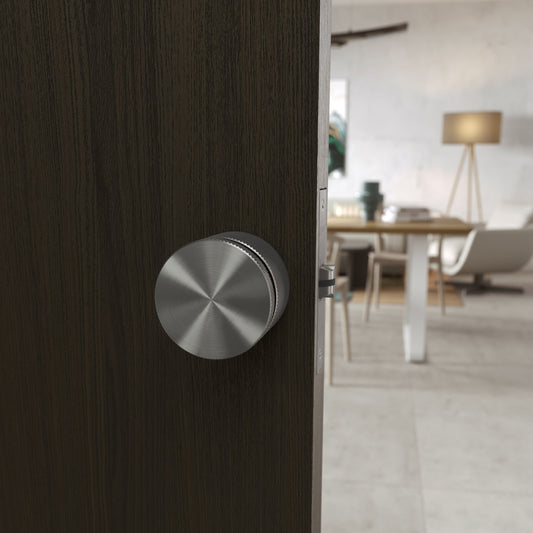 Spectre Knurled Privacy Brushed Stainless Internal Door Handle