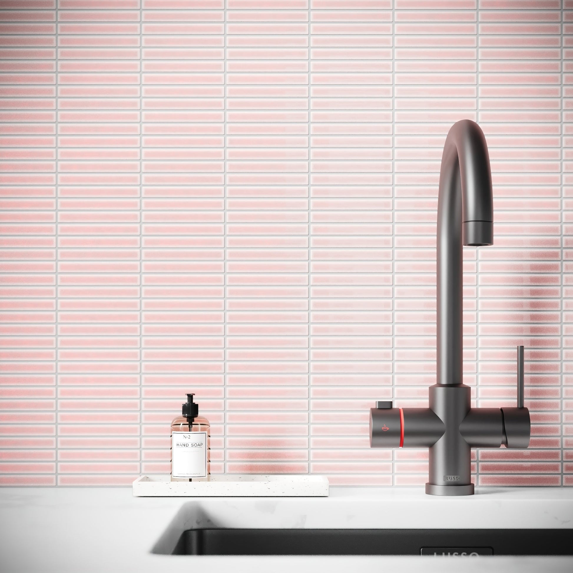 Stick Mosaic Blush Rose Pink Glazed Porcelain Wall Tile