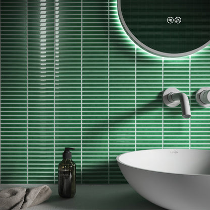 Stick Mosaic Jade Harmony Green Glazed Porcelain Wall Tile