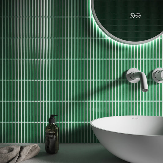 Stick Mosaic Jade Harmony Green Glazed Porcelain Wall Tile