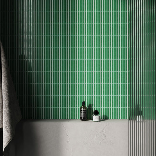 Stick Mosaic Jade Harmony Green Glazed Porcelain Wall Tile