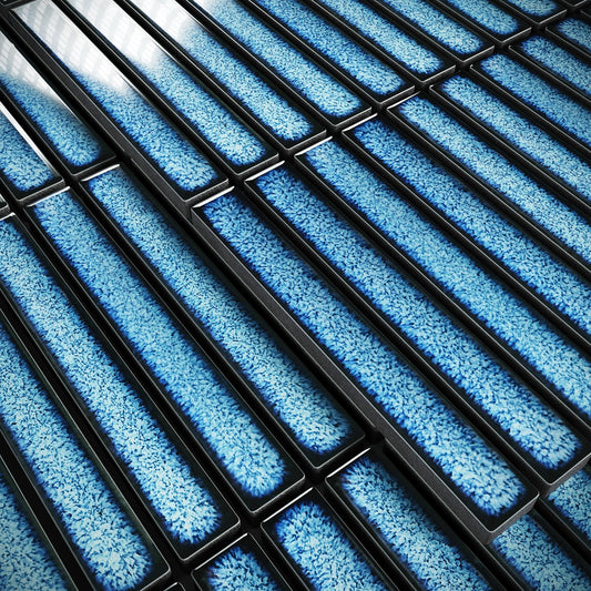 Stick Mosaic Ocean Mist Blue Glazed Porcelain Wall Tile