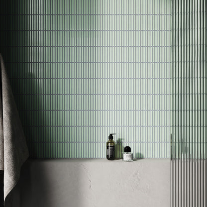 Stick Mosaic Olive Grove Green Glazed Porcelain Wall Tile