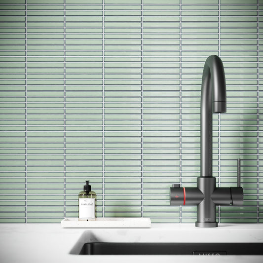 Stick Mosaic Olive Grove Green Glazed Porcelain Wall Tile