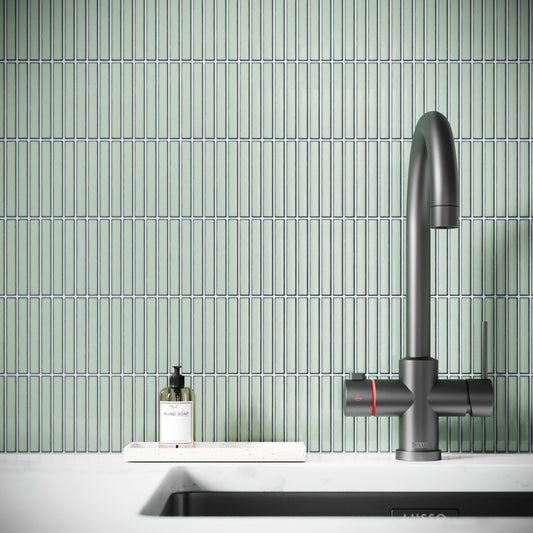 Stick Mosaic Olive Grove Green Glazed Porcelain Wall Tile
