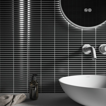 Stick Mosaic Onyx Shadow Black Glazed Porcelain Wall Tile