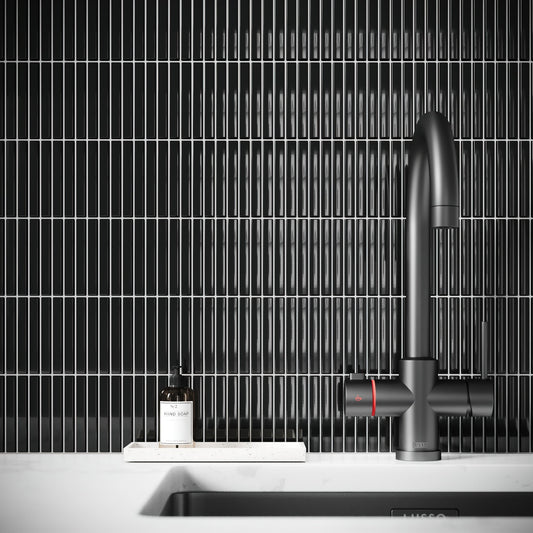 Stick Mosaic Onyx Shadow Black Glazed Porcelain Wall Tile