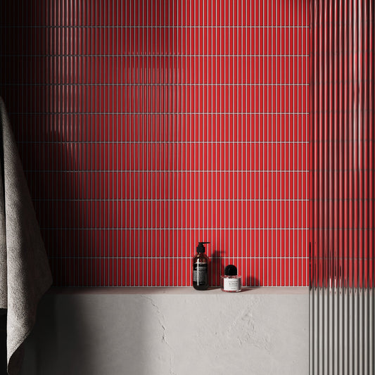 Stick Mosaic Ruby Spark Red Glazed Porcelain Wall Tile