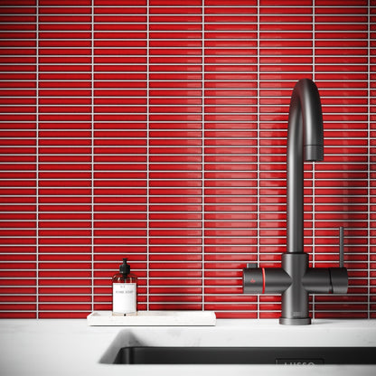 Stick Mosaic Ruby Spark Red Glazed Porcelain Wall Tile