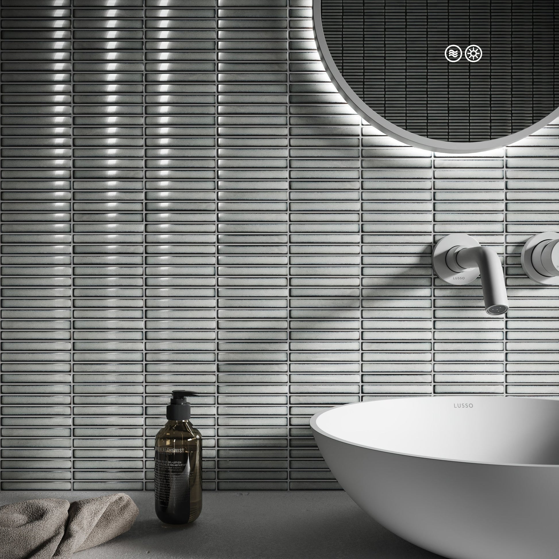 Stick Mosaic Silver Mist Grey Glazed Porcelain Wall Tile