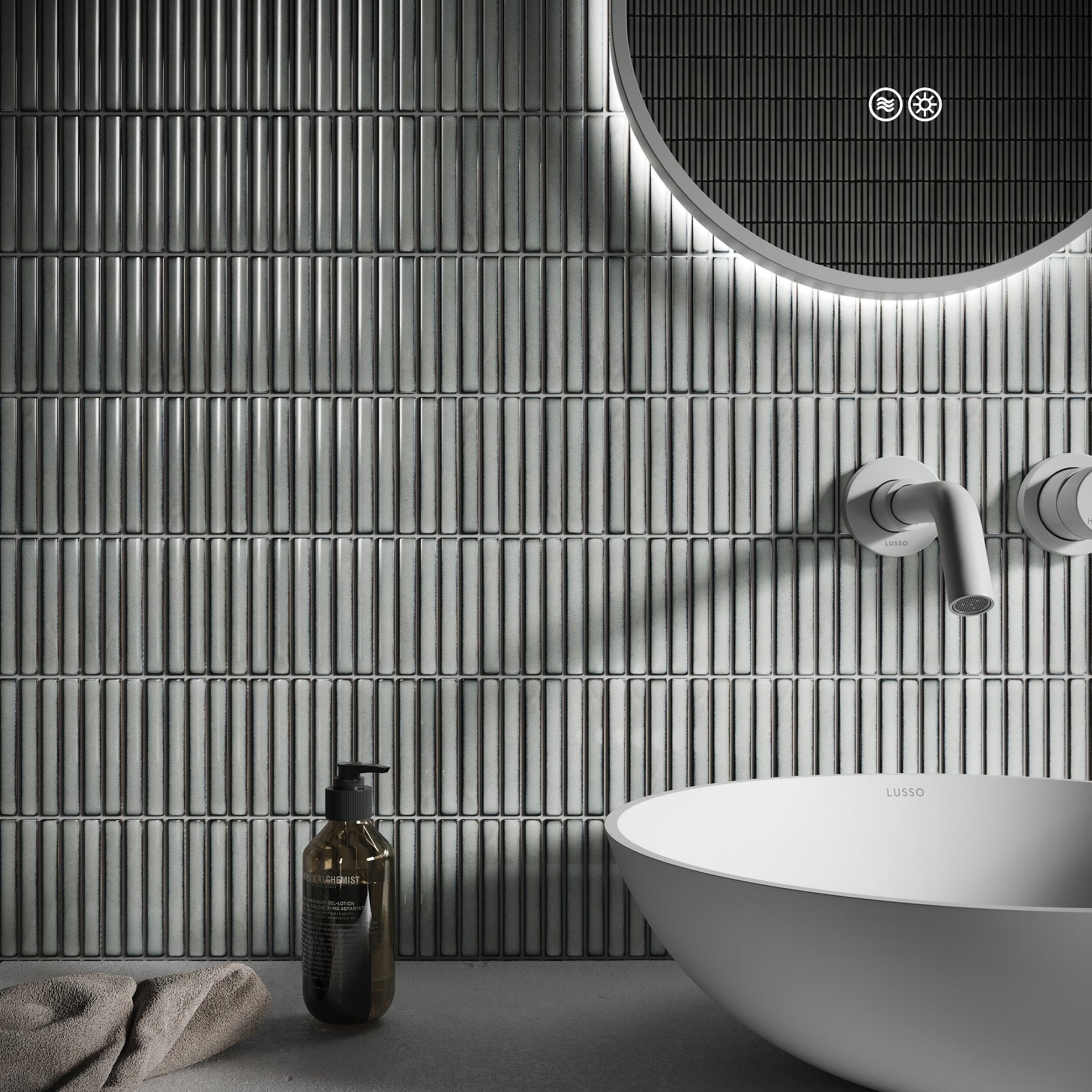 Stick Mosaic Silver Mist Grey Glazed Porcelain Wall Tile