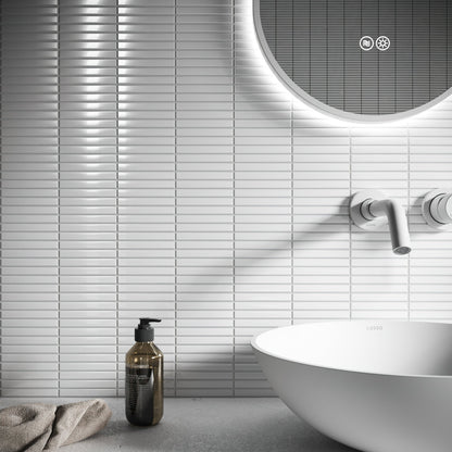 Stick Mosaic Snow Pearl White Glazed Porcelain Wall Tile